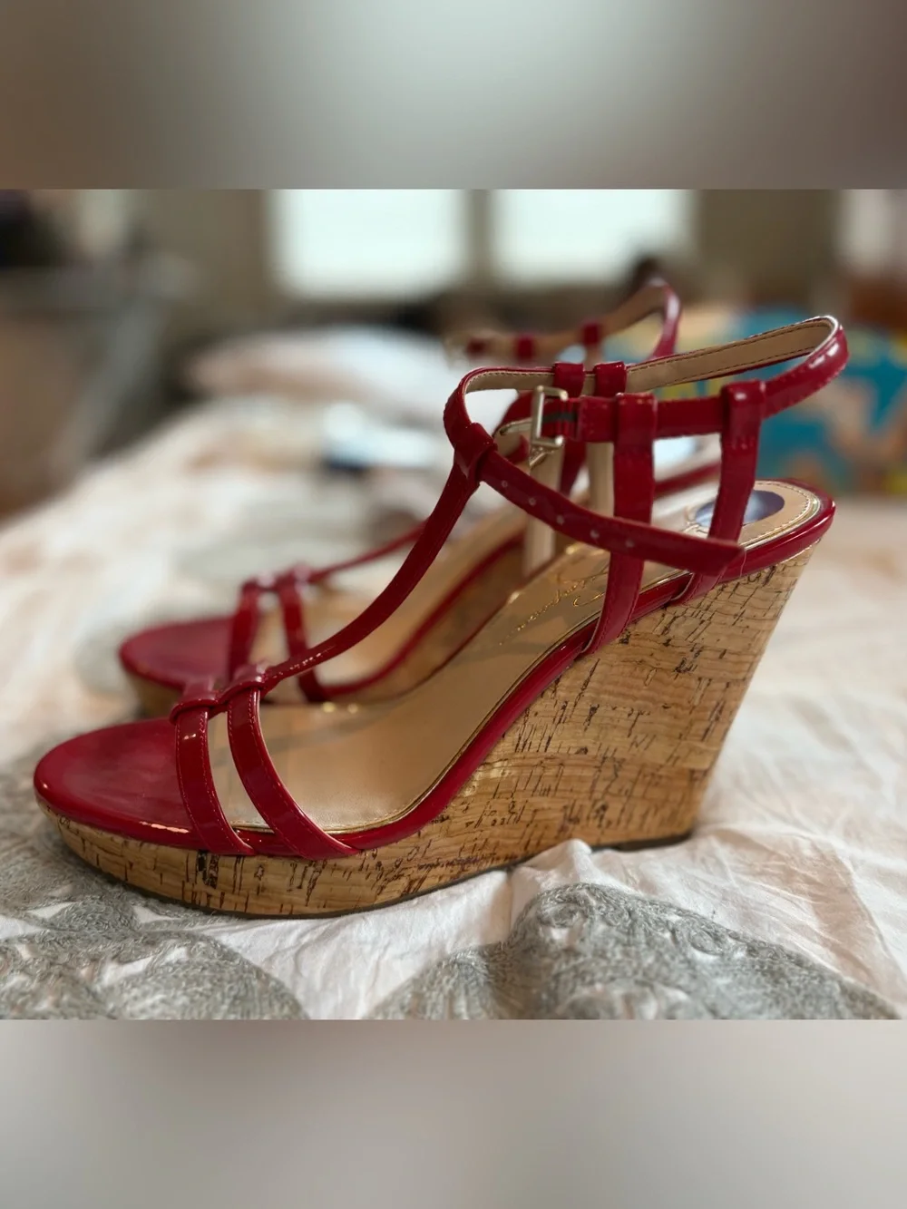 Jessica Simpson Red Wedge Sandals - Picture 3 of 5